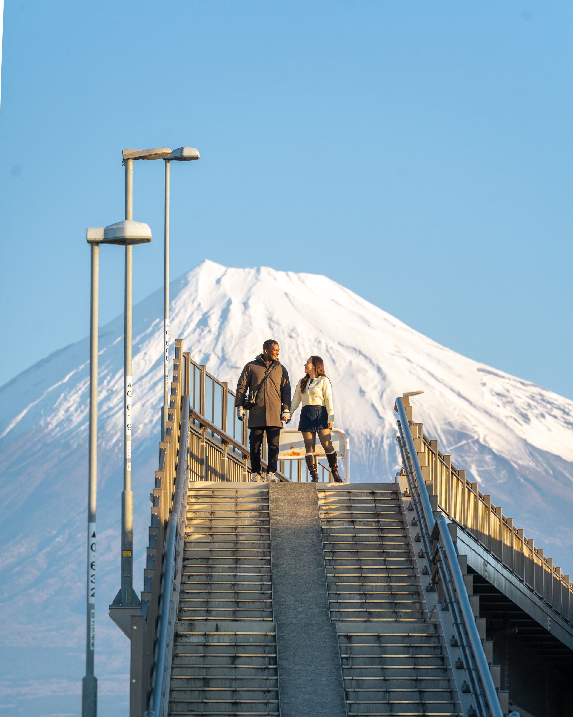 Bridge walk toward Mount Fuji, Japan