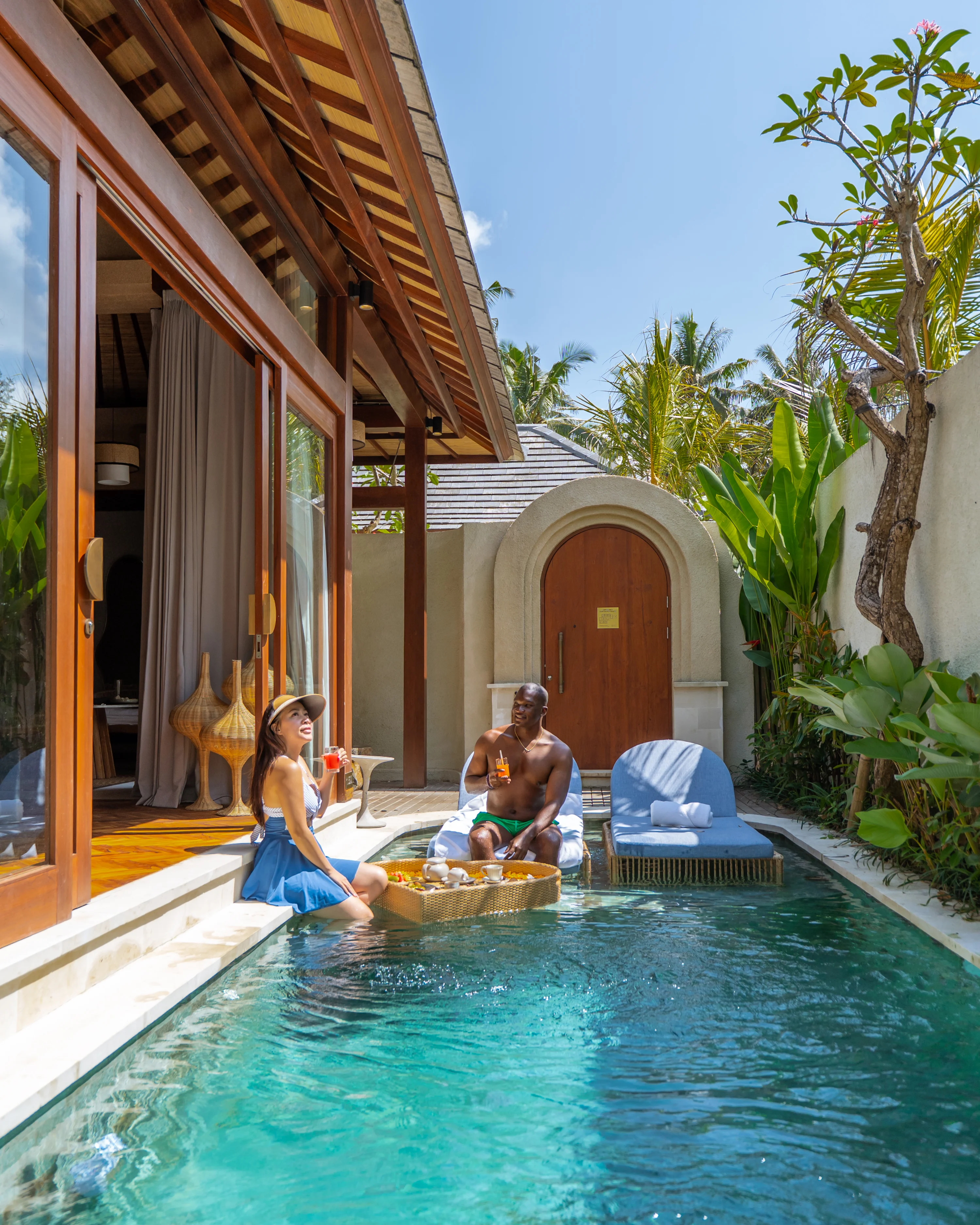 Floating breakfast at resort in Ubud, Bali, Indonesia