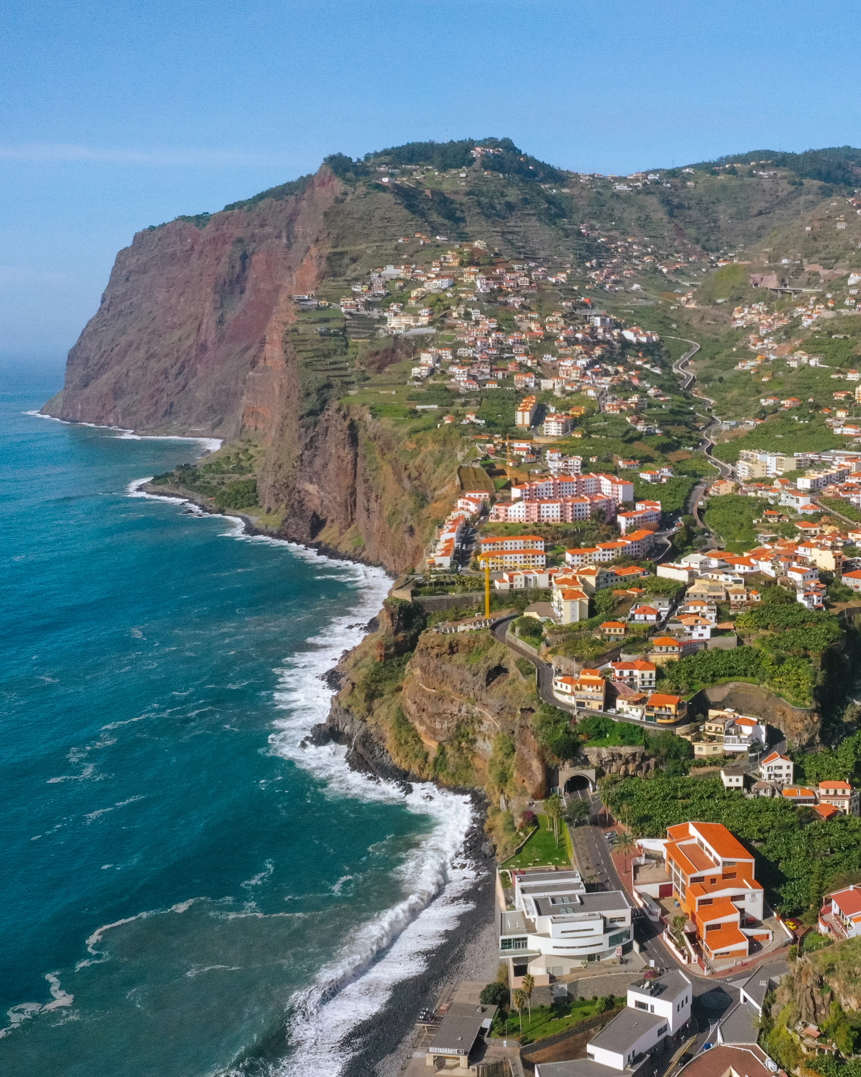 Aerial shot of the coast of Madeira, Portugal