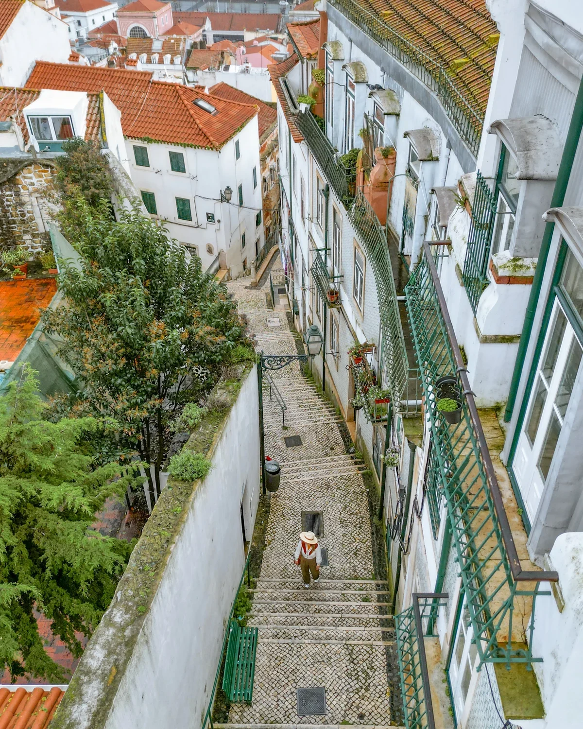 Aerial shot of Alfama in Lisbon, Portugal